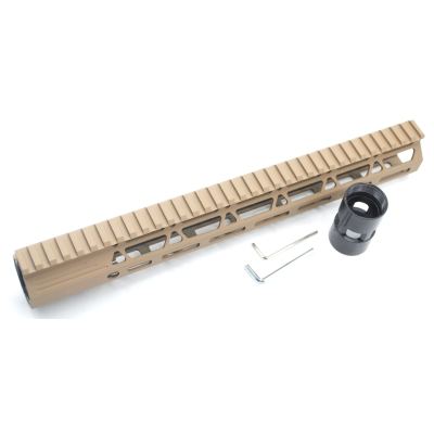 Trirock Clamp On TAN / Flat Dark Earth Tactical 13.5 inches M-LOK handguard for AR15 M4 M16 with Steel Barrel Nut fits .223/5.56 rifles
