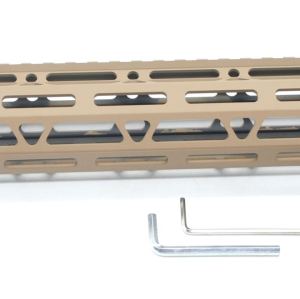 Clamp On TAN / Flat Dark Earth Tactical 13.5 inches M-LOK handguard for AR15 M4 M16 with Steel Barrel Nut fits .223/5.56 rifles