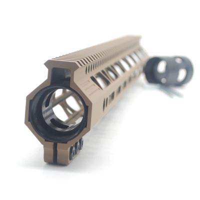 Trirock Clamp On TAN / Flat Dark Earth Tactical 17 inches M-LOK handguard for AR15 M4 M16 with Steel Barrel Nut fits .223/5.56 rifles