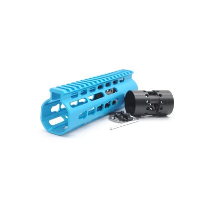 New NSR 7 Inch Length Blue Free Floating KeyMod AR15 Handguard With Rail Mount Steel Barrel Nut