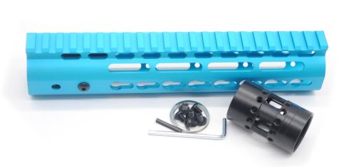 New NSR 9 Inch Length Blue Free Floating KeyMod AR15 Handguard With Rail Mount Steel Barrel Nut