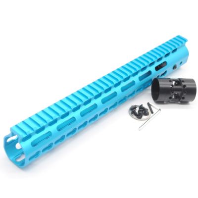 New NSR 13.5 Inch Length Blue Free Floating KeyMod AR15 Handguard With Rail Mount Steel Barrel Nut