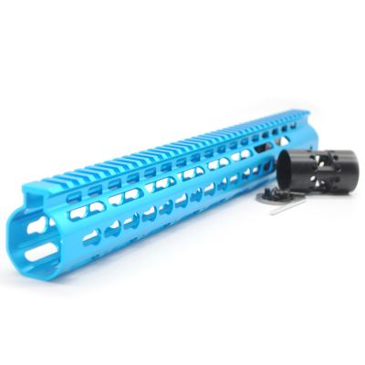 New NSR 15 Inch Length Blue Free Floating Blue KeyMod AR15 Handguard With Rail Mount Steel Barrel Nut