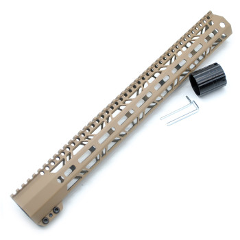 New Clamp Style Low profile TAN / FDE 17 inches .308/7.62 LR_308 DPMS M-LOK Rail Mount System Ultra slim Free Float Handguard
