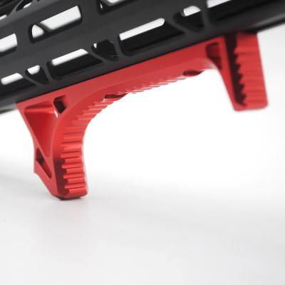 TRIROCK Red Aluminum LINK Curved Angled Foregrip Front Grip hand stop Fits M-LOK MLOKHandguard