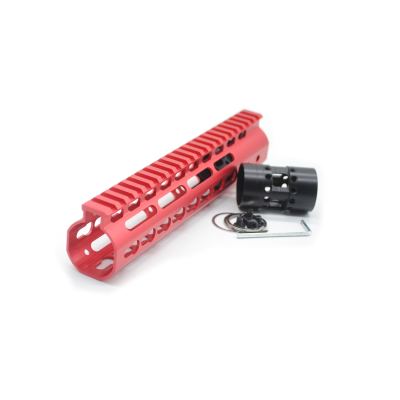 New NSR 9 Inch Length Red Free Floating KeyMod AR15 Handguard With Rail Mount Steel Barrel Nut