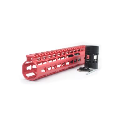 New NSR 10 Inch Length Red Free Floating KeyMod AR15 Handguard With Rail Mount Steel Barrel Nut