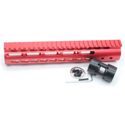 Trirock New NSR 10 Inch Length Red Free Floating KeyMod AR15 Handguard With Rail Mount Steel Barrel Nut