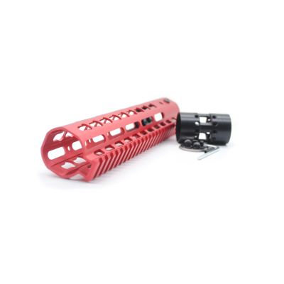 Trirock New NSR 12 Inch Length Red Free Floating KeyMod AR15 Handguard With Rail Mount Steel Barrel Nut