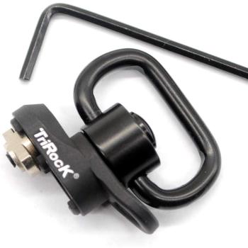Trirock M-lok Sling Swivel Square Loop with Push Button QD Base & Sling Mount with a Hole for Snap Clip Hook Spring