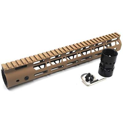 Trirock NSR Lightweight Tan/FDE 12 inch One Piece Style AR-15 System M-LOK Free Float AR15 Handguard with steel barrel nut