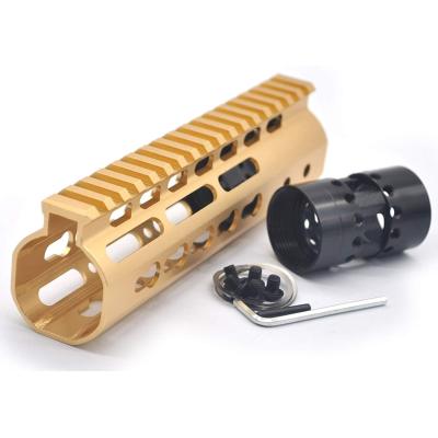 Gold NSR 7 Inch Free Float KeyMod AR15 AR-15 Handguard with Rail Mounted Steel Barrel Nut fit .223 5.56 rifles