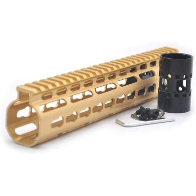 Gold NSR 10 Inch Free Float KeyMod AR15 AR-15 Handguard with Rail Mounted Steel Barrel Nut fit .223 5.56 rifles