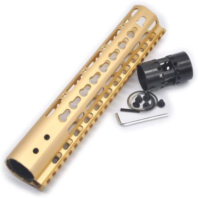Trirock Gold NSR 10 Inch Free Float KeyMod AR15 AR-15 Handguard with Rail Mounted Steel Barrel Nut fit .223 5.56 rifles