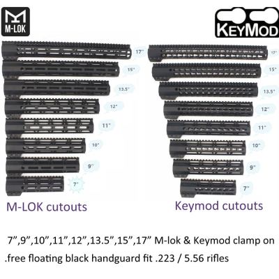 New Clamp style optional 7"9"10"11"12"13.5"15"17" black anodized keymod or M-LOK free float AR15 M16 M4 rifle handguard fit .223/5.56 rifles
