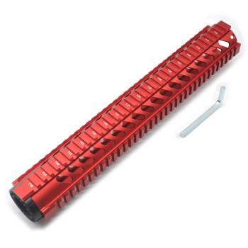 Trirock New 15'' Red Quad Rail Handguard Free Float Picatinny Rail Mount fits .223/5.56 rifle AR15 AR-15 M16