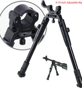TRIROCK 8"-10" Clamps on Barrel folding Bipod Spring Return Rest adjustable shooting stand with tube clip