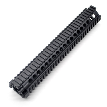 TRIROCK Two-pieces design 12.7 inch Drop-in Black Quad Rail handguard for MK18 Rifle interface system For Fitting .223 cal.