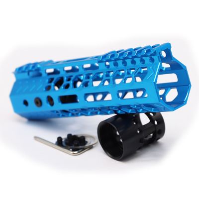 Trirock NSR style Blue 7 inch M-LOK free float AR15 handguard mlok bevel edge fits .223/5.56 rifles with steel barrel nut