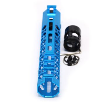 Trirock NSR style Blue 9 inch M-LOK free float AR15 handguard mlok bevel edge fits .223/5.56 rifles with steel barrel nut
