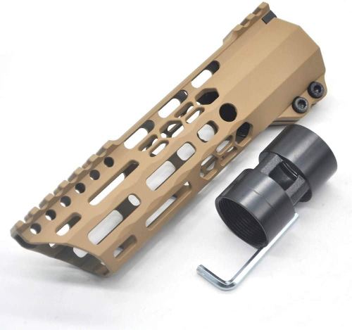New Clamp style 7 inch Tan/ FDE M-LOK free float AR15 M16 M4 rifle handguard with a curve slant cut nose fit .223/5.56 rifles