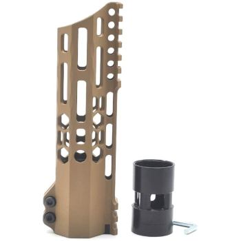 Trirock New Clamp style 7 inch Tan/ FDE M-LOK free float AR15 M16 M4 rifle handguard with a curve slant cut nose fit .223/5.56 rifles