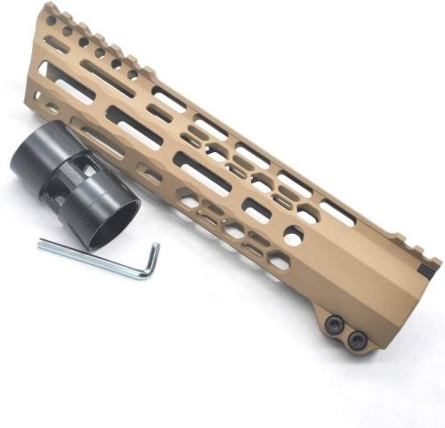 New Clamp style 9 inch Tan/ FDE M-LOK free float AR15 M16 M4 rifle handguard with a curve slant cut nose fit .223/5.56 rifles