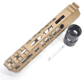 Trirock New Clamp style 9 inch Tan/ FDE M-LOK free float AR15 M16 M4 rifle handguard with a curve slant cut nose fit .223/5.56 rifles