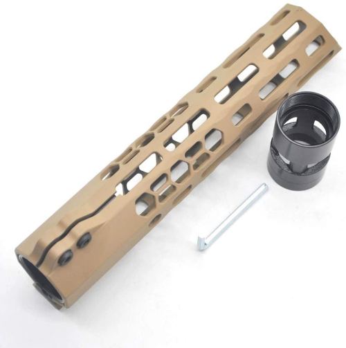 New Clamp style 9 inch Tan/ FDE M-LOK free float AR15 M16 M4 rifle handguard with a curve slant cut nose fit .223/5.56 rifles