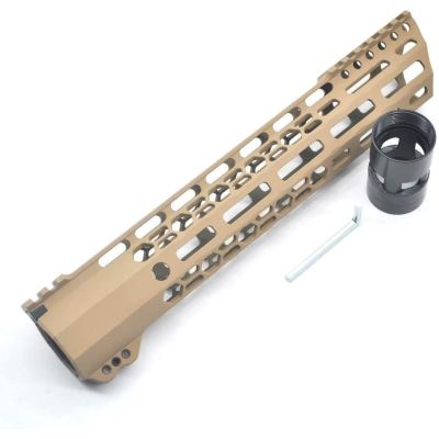 New Clamp style 11 inch Tan/ FDE M-LOK free float AR15 M16 M4 rifle handguard with a curve slant cut nose fit .223/5.56 rifles