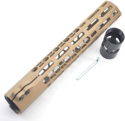 New Clamp style 11 inch Tan/ FDE M-LOK free float AR15 M16 M4 rifle handguard with a curve slant cut nose fit .223/5.56 rifles