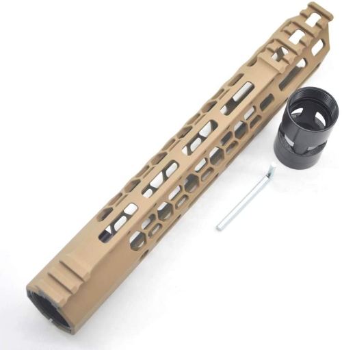 New Clamp style 11 inch Tan/ FDE M-LOK free float AR15 M16 M4 rifle handguard with a curve slant cut nose fit .223/5.56 rifles