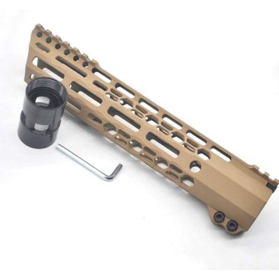 New Clamp style 10 inch Tan/ FDE M-LOK free float AR15 M16 M4 rifle handguard with a curve slant cut nose fit .223/5.56 rifles