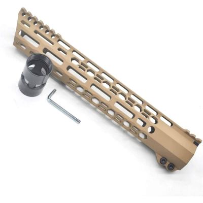 New Clamp style 12 inch Tan/ FDE M-LOK free float AR15 M16 M4 rifle handguard with a curve slant cut nose fit .223/5.56 rifles