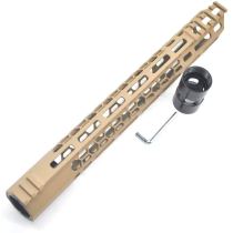 Trirock New Clamp style 13.5 inch Tan/ FDE M-LOK free float AR15 M16 M4 rifle handguard with a curve slant cut nose fit .223/5.56 rifles
