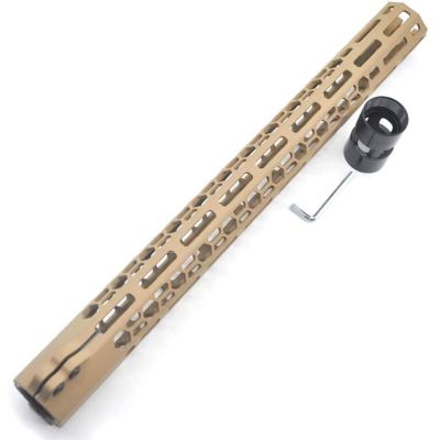 Trirock New Clamp style 17 inch Tan/ FDE M-LOK free float AR15 M16 M4 rifle handguard with a curve slant cut nose fit .223/5.56 rifles