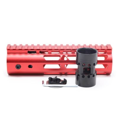 New NSR 7 Inch Length Red Free Floating M-LOK AR15 Handguard With Rail Mount Steel Barrel Nut