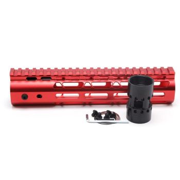 New NSR 9 Inch Length Red Free Floating M-LOK AR15 Handguard With Rail Mount Steel Barrel Nut