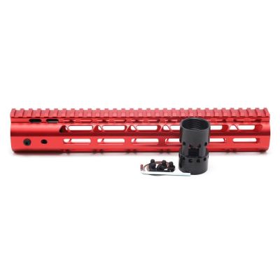 New NSR 12 Inch Length Red Free Floating M-LOK AR15 Handguard With Rail Mount Steel Barrel Nut
