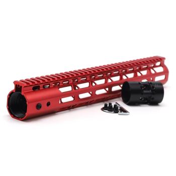 New NSR 13.5 Inch Length Red Free Floating M-LOK AR15 Handguard With Rail Mount Steel Barrel Nut
