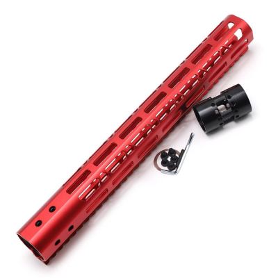 New NSR 13.5 Inch Length Red Free Floating M-LOK AR15 Handguard With Rail Mount Steel Barrel Nut