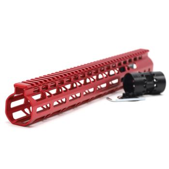 New NSR 15 Inch Length Red Free Floating M-LOK AR15 Handguard With Rail Mount Steel Barrel Nut