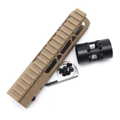 Trirock NSR Lightweight Tan/FDE 7 inch One Piece Style AR-15 System M-LOK Free Float AR15 Handguard with steel barrel nut