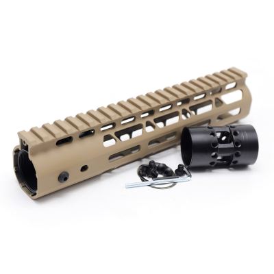 Trirock NSR Lightweight Tan/FDE 9 inch One Piece Style AR-15 System M-LOK Free Float AR15 Handguard with steel barrel nut
