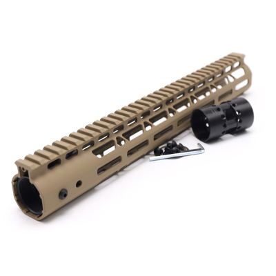 Trirock NSR Lightweight Tan/FDE 13.5 inch One Piece Style AR-15 System M-LOK Free Float AR15 Handguard with steel barrel nut