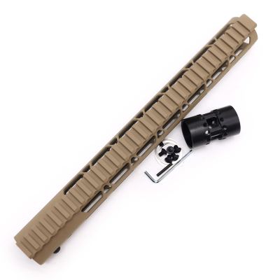 Trirock NSR Lightweight Tan/FDE 13.5 inch One Piece Style AR-15 System M-LOK Free Float AR15 Handguard with steel barrel nut