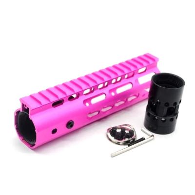 New NSR 7 Inch Length Pink Free Floating KeyMod AR15 Handguard With Rail Mount Steel Barrel Nut