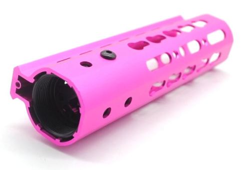 New NSR 7 Inch Length Pink Free Floating KeyMod AR15 Handguard With Rail Mount Steel Barrel Nut