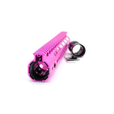 Trirock New NSR 12 Inch Length Pink Free Floating KeyMod AR15 Handguard With Rail Mount Steel Barrel Nut