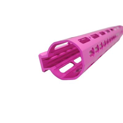 Trirock New NSR 15 Inch Length Pink Free Floating KeyMod AR15 Handguard With Rail Mount Steel Barrel Nut